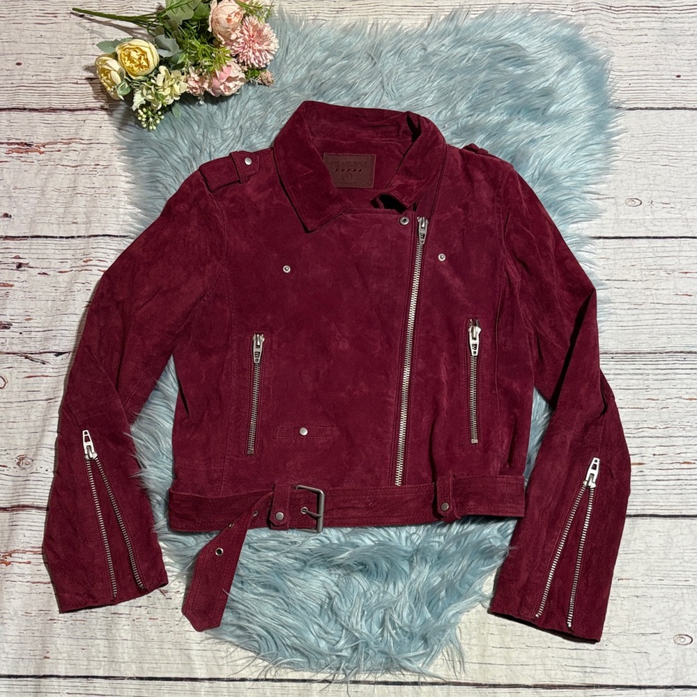 Blank NYC Maroon Suede Moto Jacket sz L